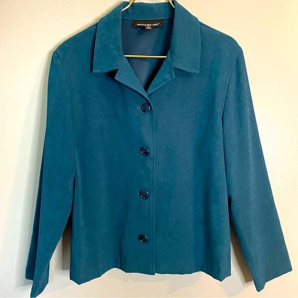 BRIGGS NEW YORK Ladies/Womens Blazer-Teal color Size/PM with padded shoulders. - Picture 1 of 8